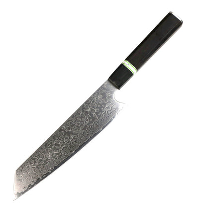 Kiritsuke Kaen Ébano VG10 20 cm — Sobrio y negro: damasco con núcleo VG10 y mango de ébano.